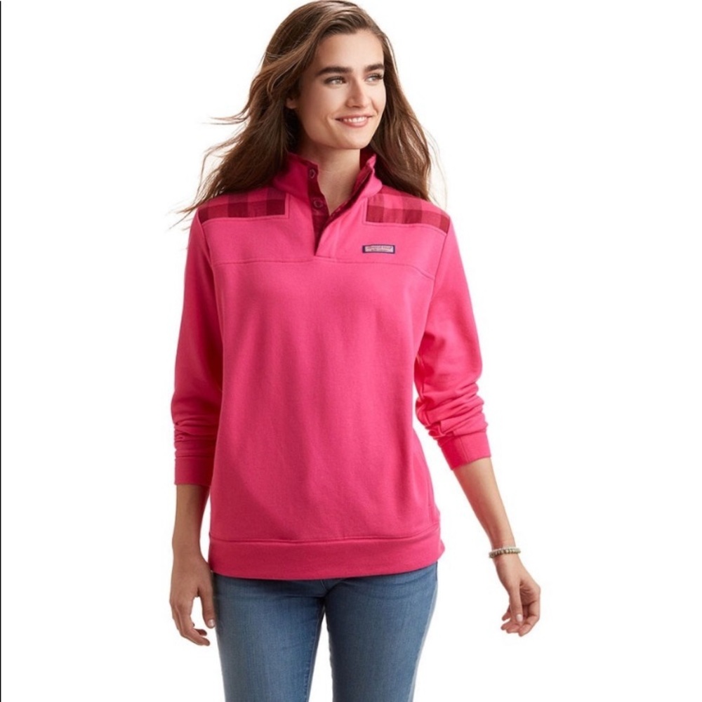 Vineyard Vines Pink Plaid Quarter Zip
